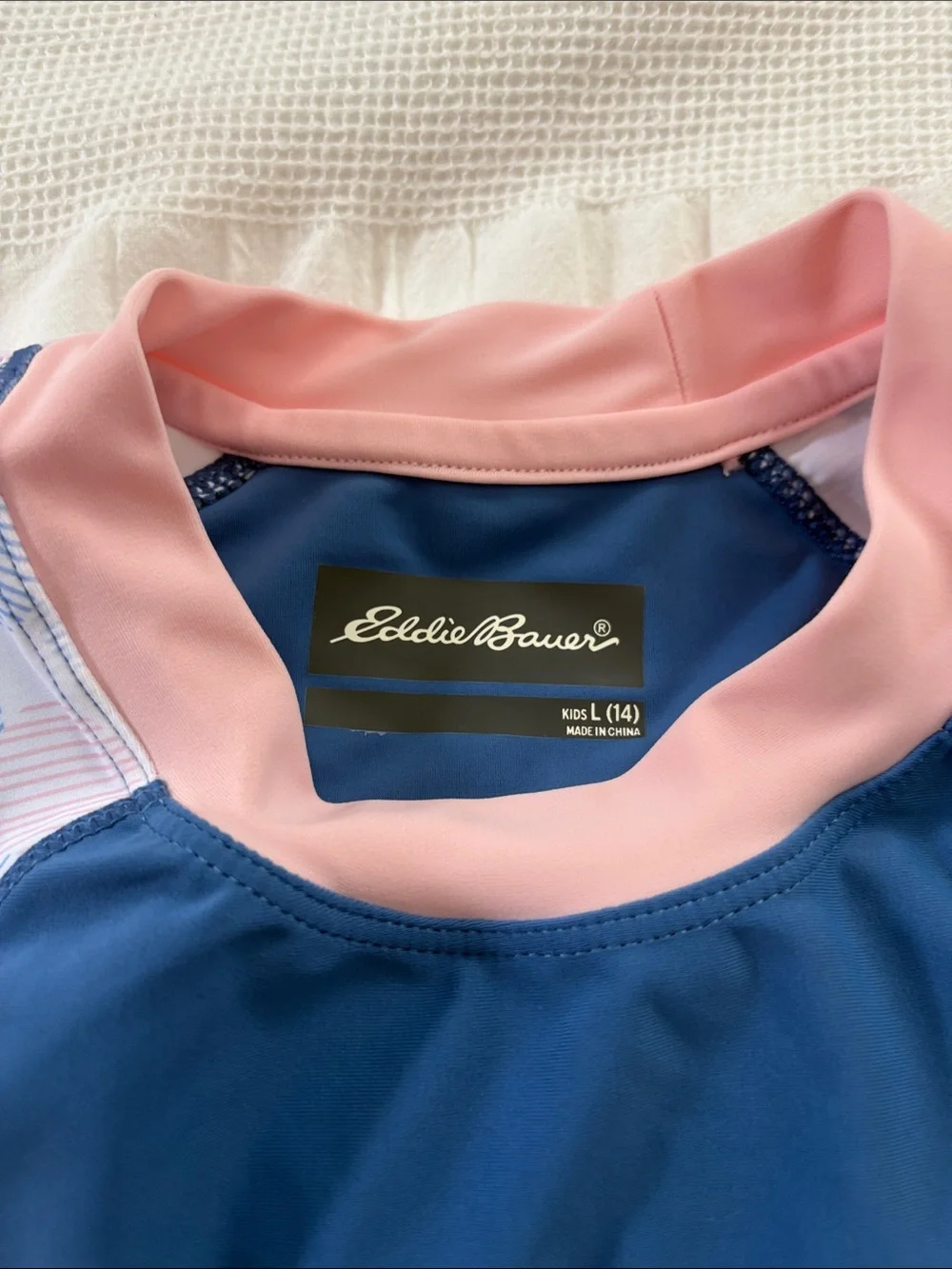 Eddie Bauer Girls Blue & Pink Floral Rashguard Swim Set